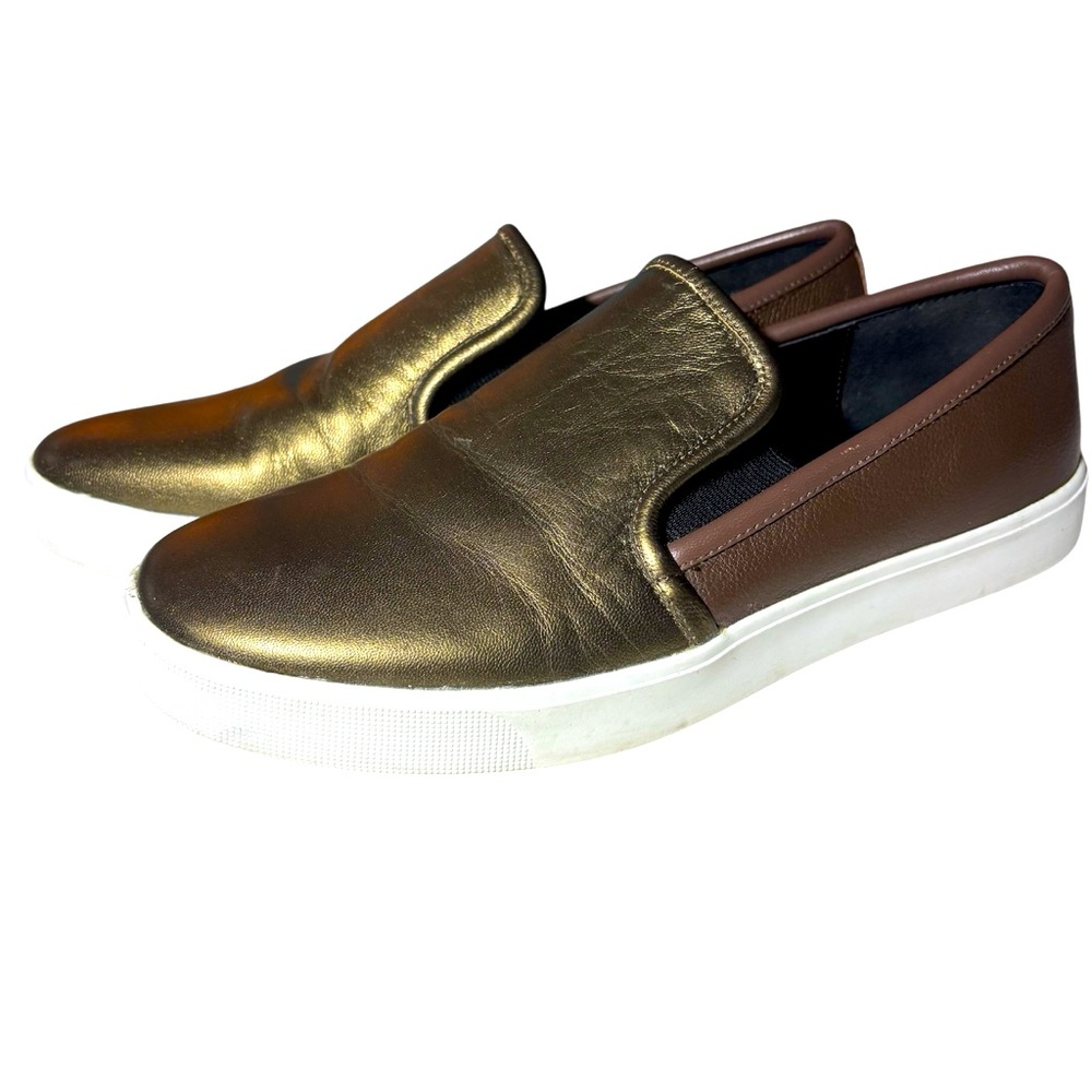 Logo Loafers by Lori Goldstein Leather Shoes Bronze Leather Brown Leather Sides